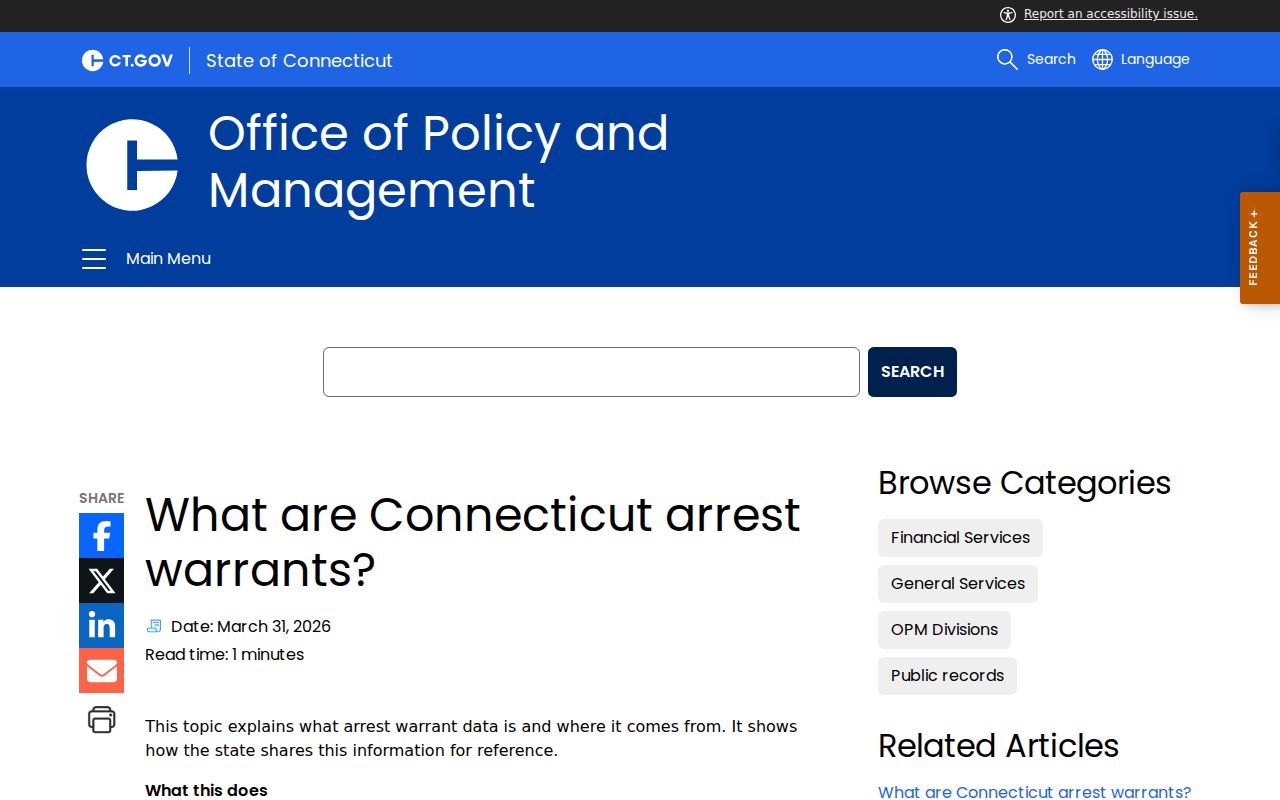 Waterbury arrest warrant official OPM process explanation