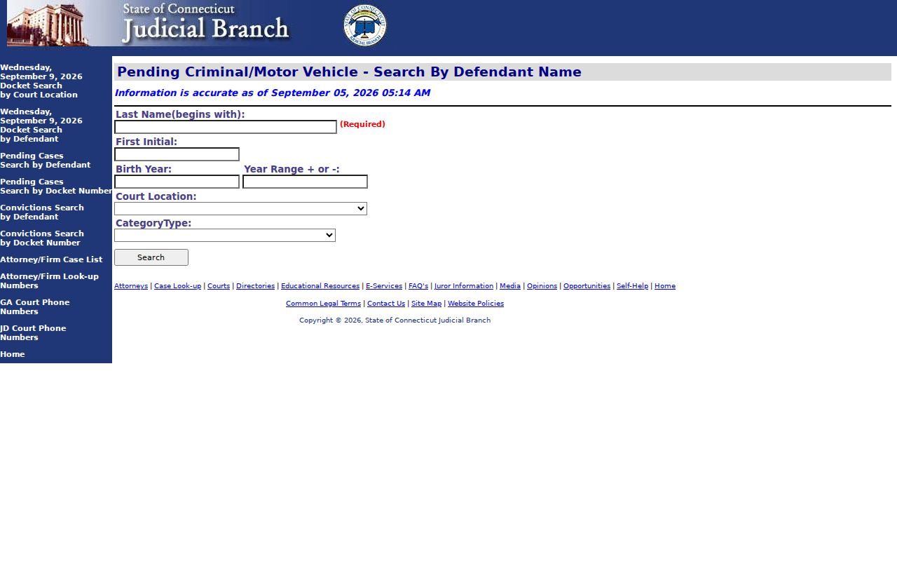 Waterbury warrant records pending case search interface